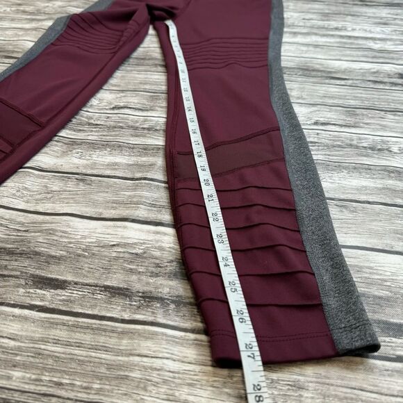 Brand Unknown Women's Moto Mesh Workout Leggings Maroon Grey Gray M Med Medium - Picture 10 of 10